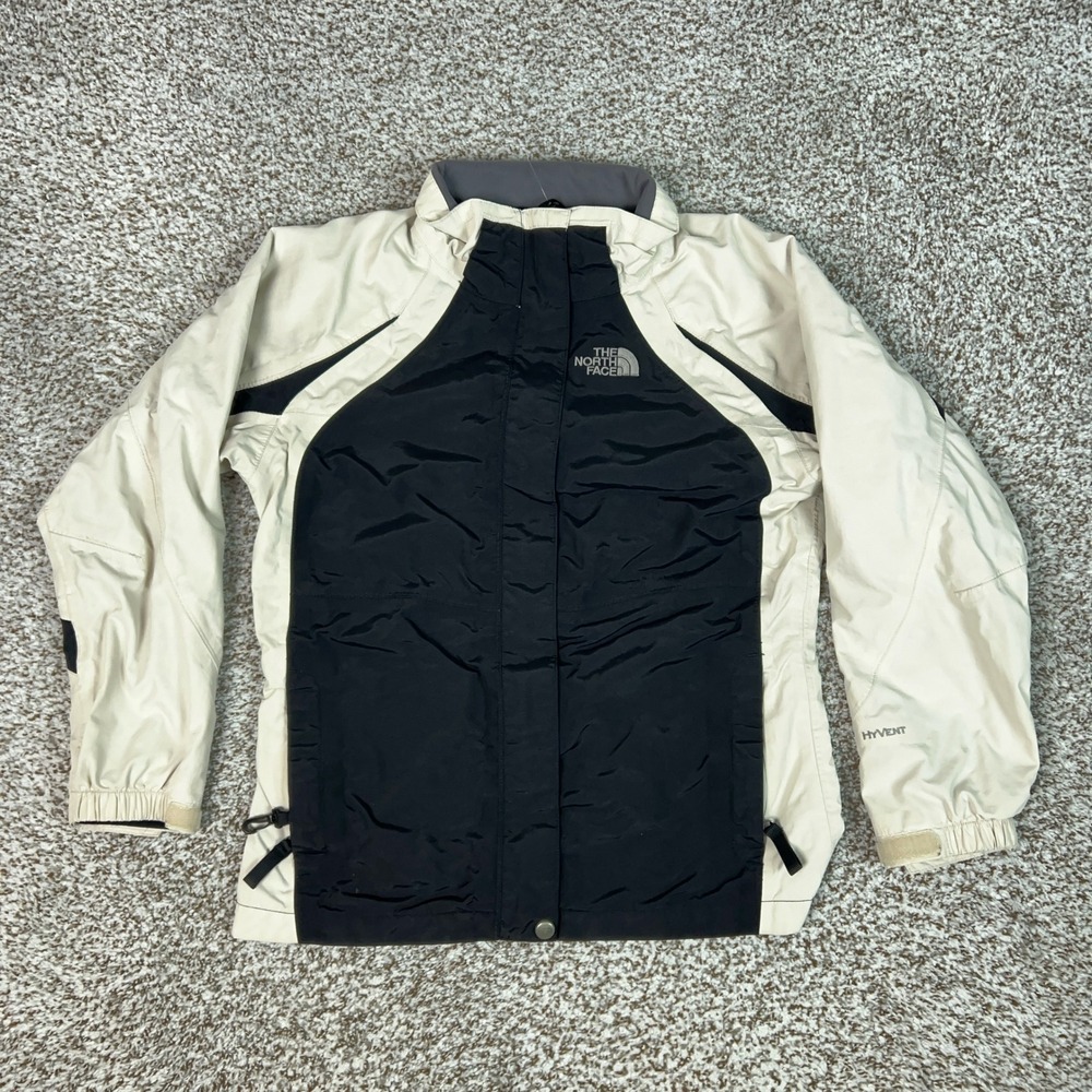 The North Face Jacket Girls Large Cream Black HyVent Rain Outdoor Waterproof